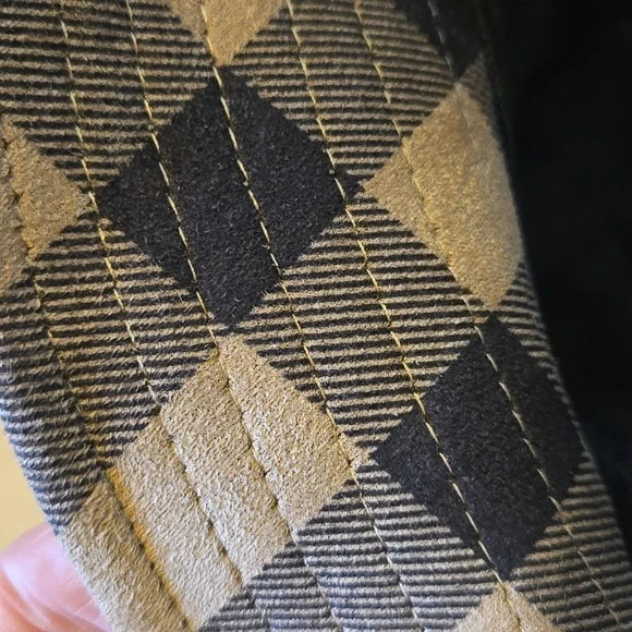 Designer Inspired Tan Suede-Like Plaid Bucket Hat - Picture 5 of 6